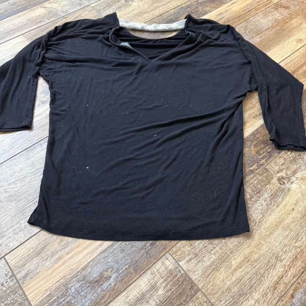 BOUTIQUE 3/4 Sleeve Basic Work Casual Layering Top Medium Women's Black Blouse